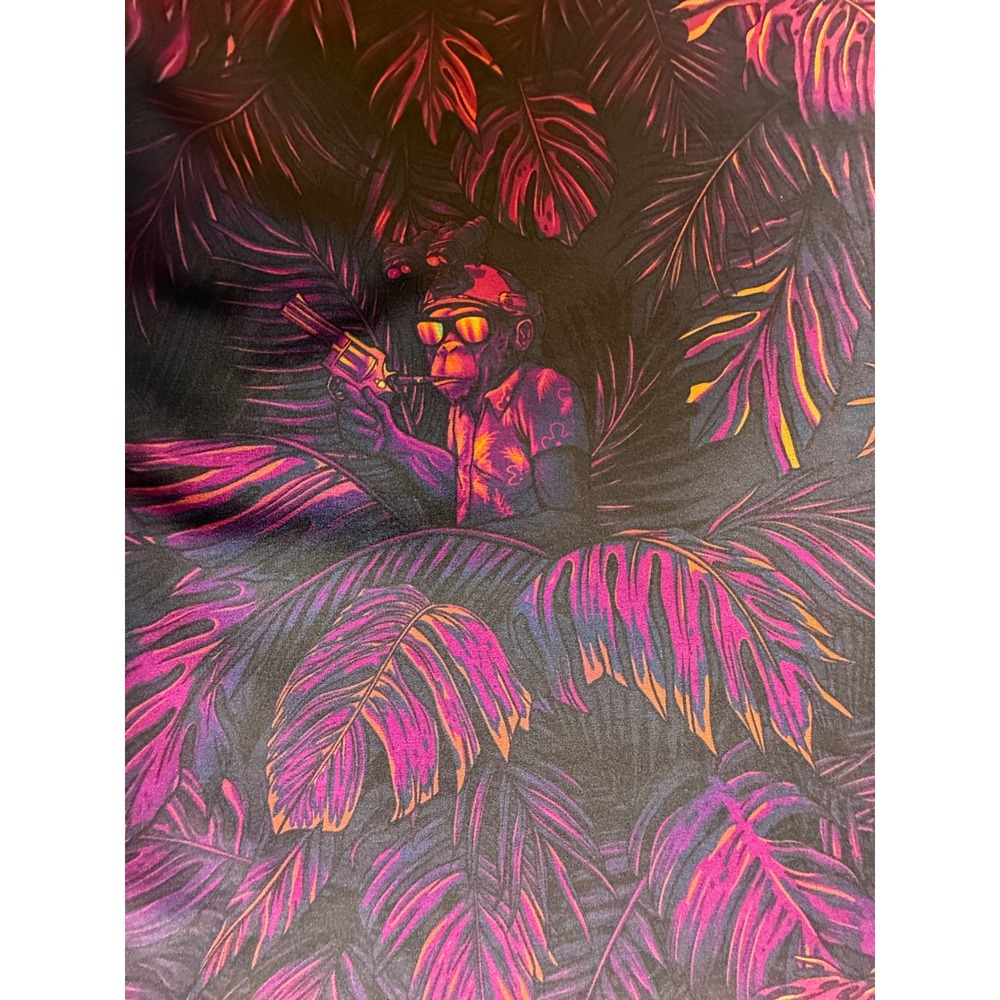 Retro Rifle Chill Chimp Mens Short Sleeve Up Shirt Tropical Monkey Gun Print-979 - Picture 7 of 7